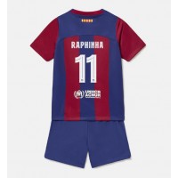 Camiseta Barcelona Raphinha Belloli #11 Primera Equipación para niños 2023-24 manga corta (+ pantalones cortos)